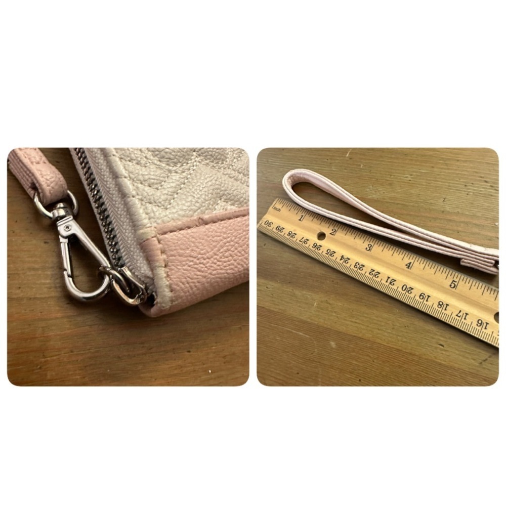 Betsey Johnson Pink and White Heart Quilted Wallet Wristlet Clutch - Picture 10 of 13